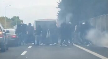 Terrore sulla tangenziale di Bari: scontri tra tifosi della Fiorentina e ultras dell’Andria